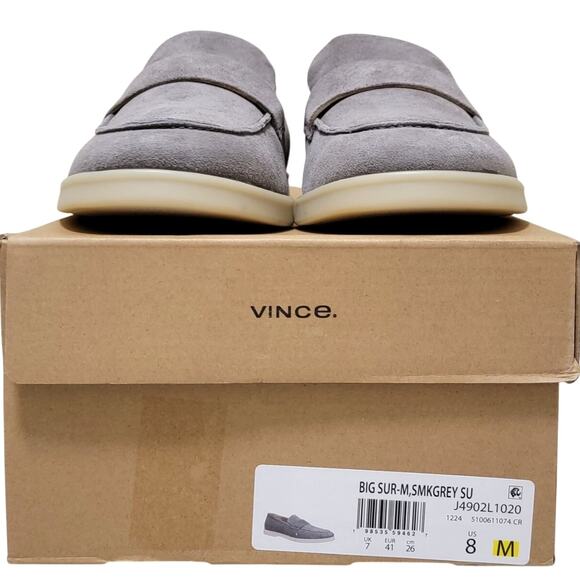 Vince. Men Big Sur-M Slip On Penny Loafers Size US 8M Smoke Grey Suede AF91 main image 4